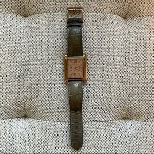 Michael Kors Grey Leather & Rose Gold Watch